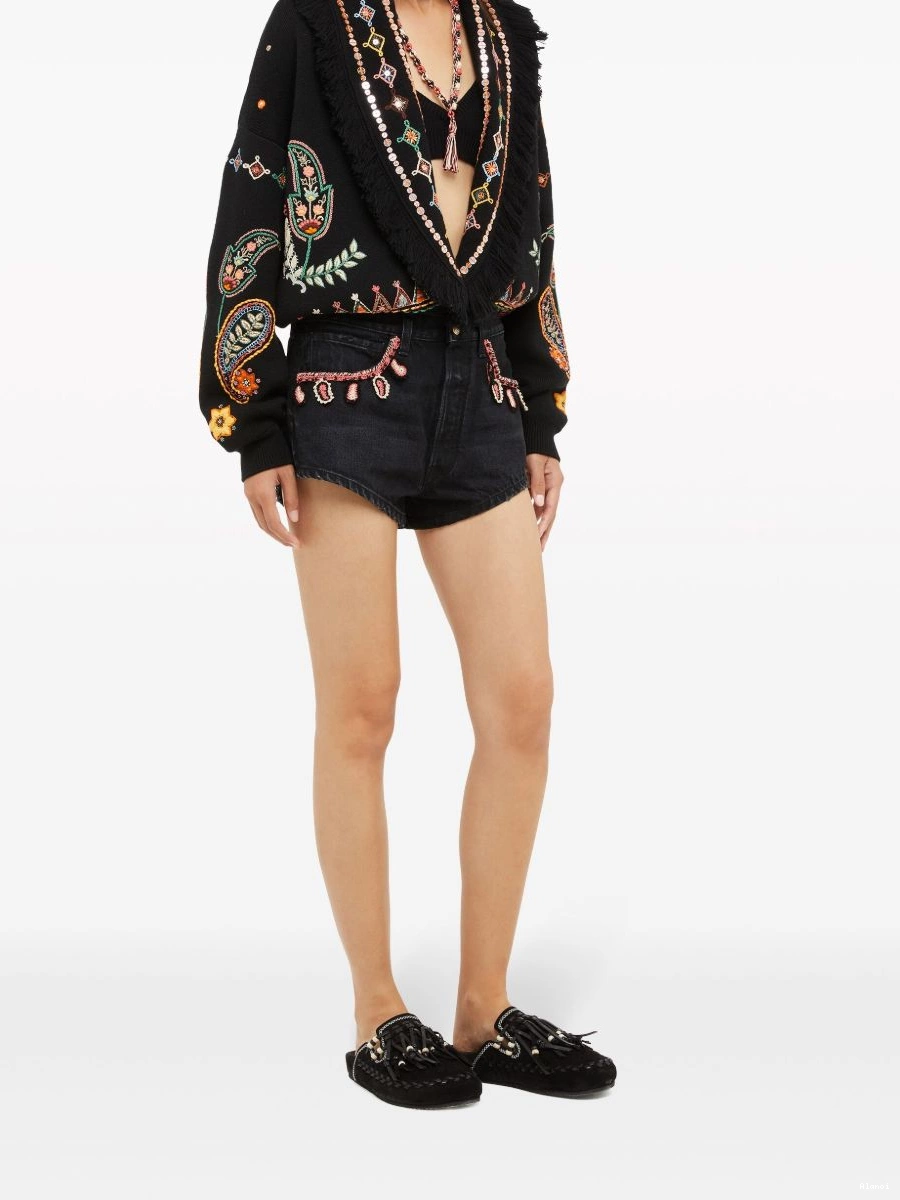 Affordable denim Women Energy embroidered Alanui shorts Inner 0731